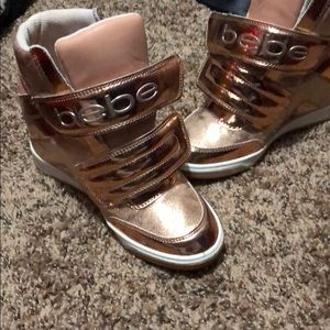 Bebe Metallic Wedge Sneakers
